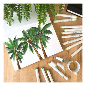 Palm tree alcohol marker illustration created on Ohuhu marker paper
