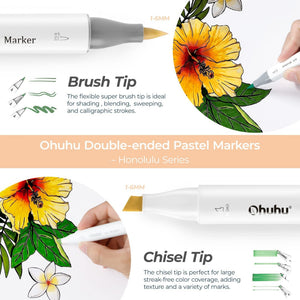 Ohuhu Honolulu 96 Pastel Colours Alcohol Markers – pastel colours alcohol markers y30 80404 19 02 brush chisel tips