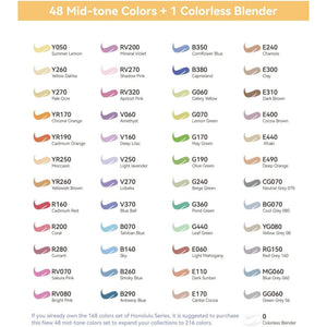 Ohuhu Honolulu B 48 Mid-Tone Colours Alcohol Markers – mid tone colours alcohol markers y30 80406 05 02 brush fine tips