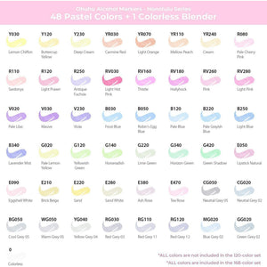 Ohuhu Honolulu B 48 Pastel Colours Alcohol Markers – pastel colours alcohol markers y30 80406 06 05 colour chart