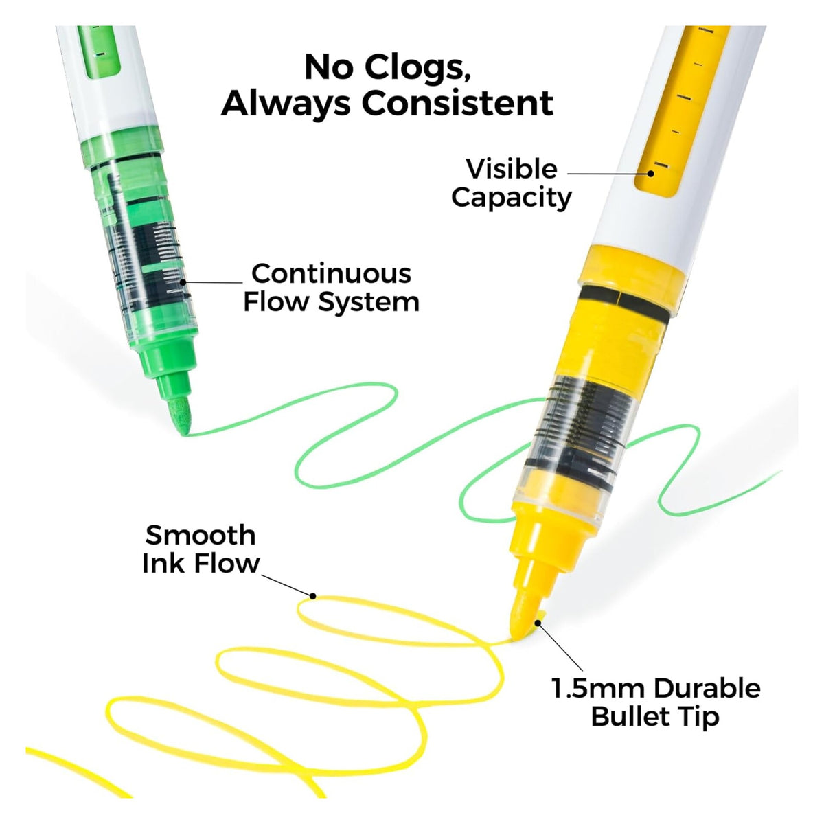 Ohuhu Kahuku acrylic marker with 1.5 mm bullet tip and continuous ink flow system