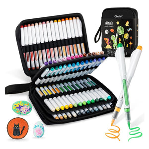 Ohuhu Nahuku 72-colour flexible brush tip acrylic marker set in a carrying case