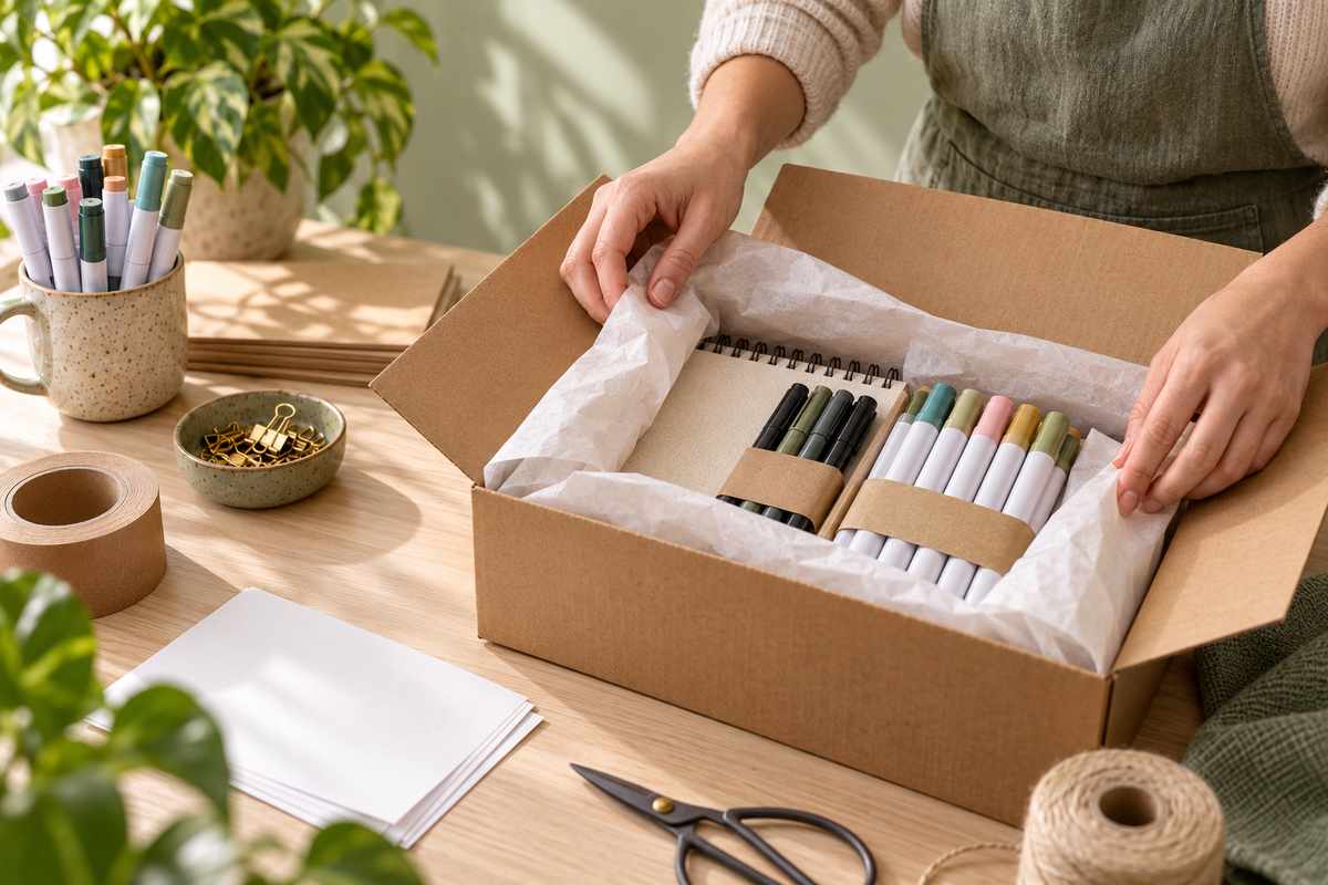 Art supplies being carefully prepared for delivery