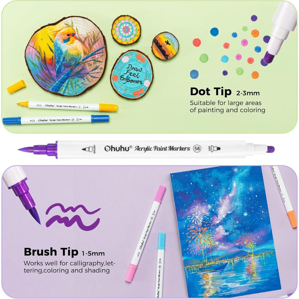 Ohuhu Akaka 36 Colours Acrylic Markers – colours acrylic markers y30 80601 75 03 brush dot tips