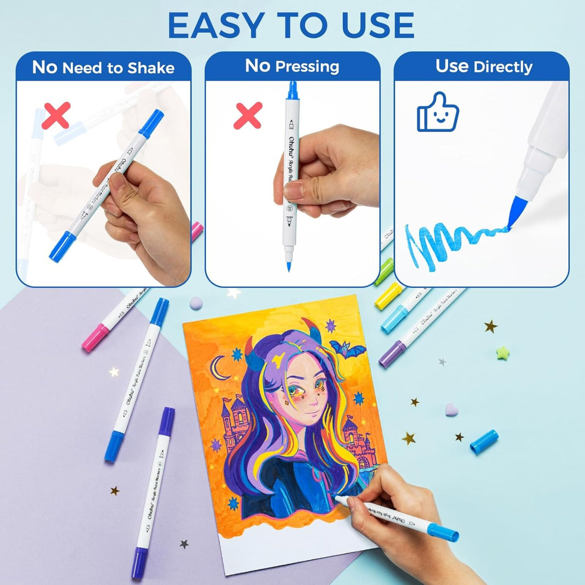 Ohuhu Akaka 36 Colours Acrylic Markers – colours acrylic markers y30 80601 75 04 easy to use