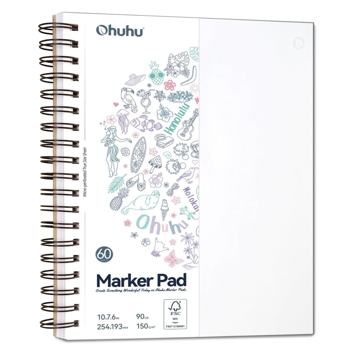 Ohuhu double-sided marker pad with 60 sheets in 7.6 × 10 inch size