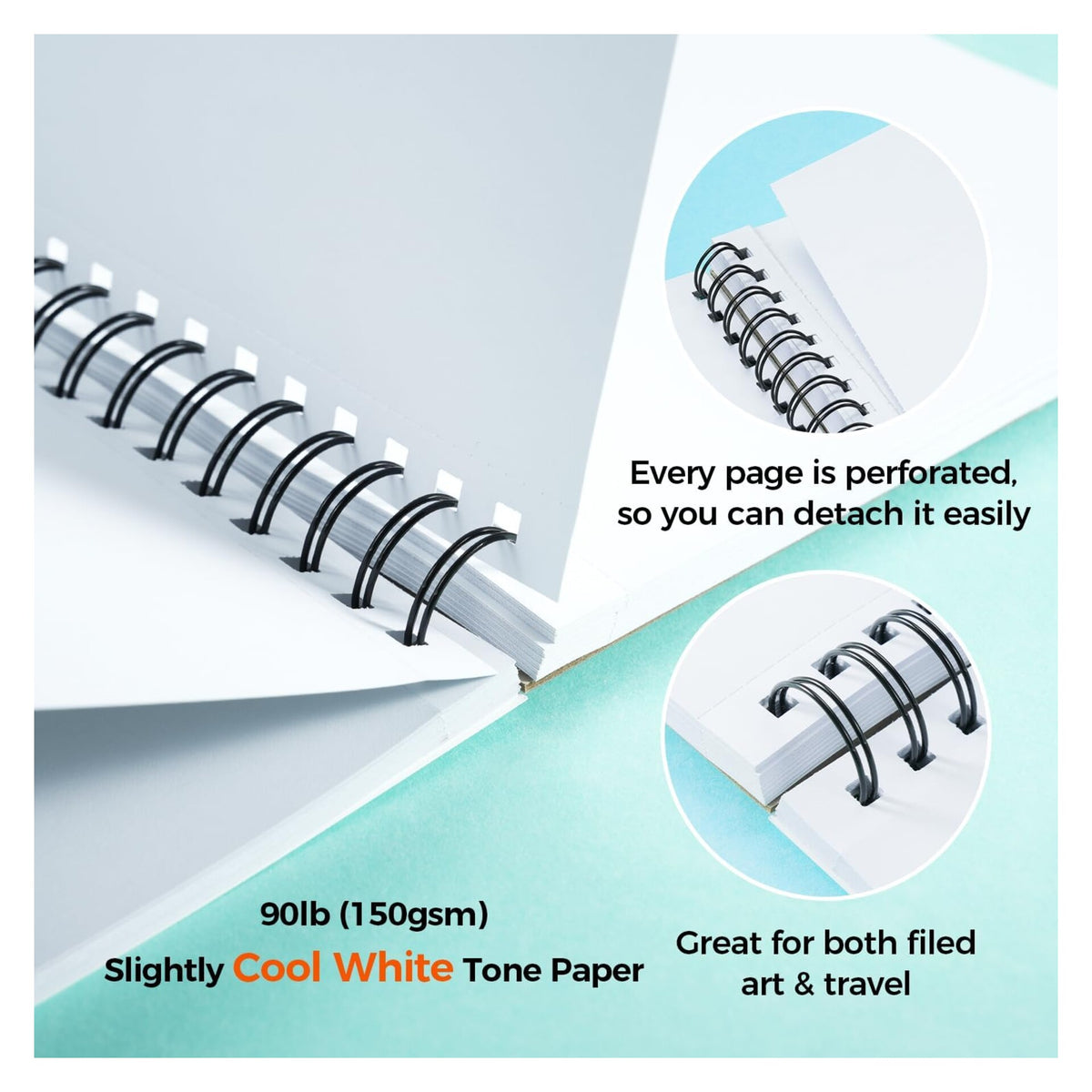 Ohuhu 150 gsm perforated marker paper with spiral binding