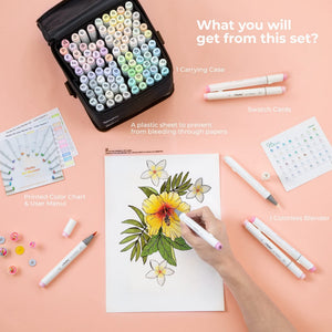 Ohuhu Honolulu 96 Pastel Colours Alcohol Markers