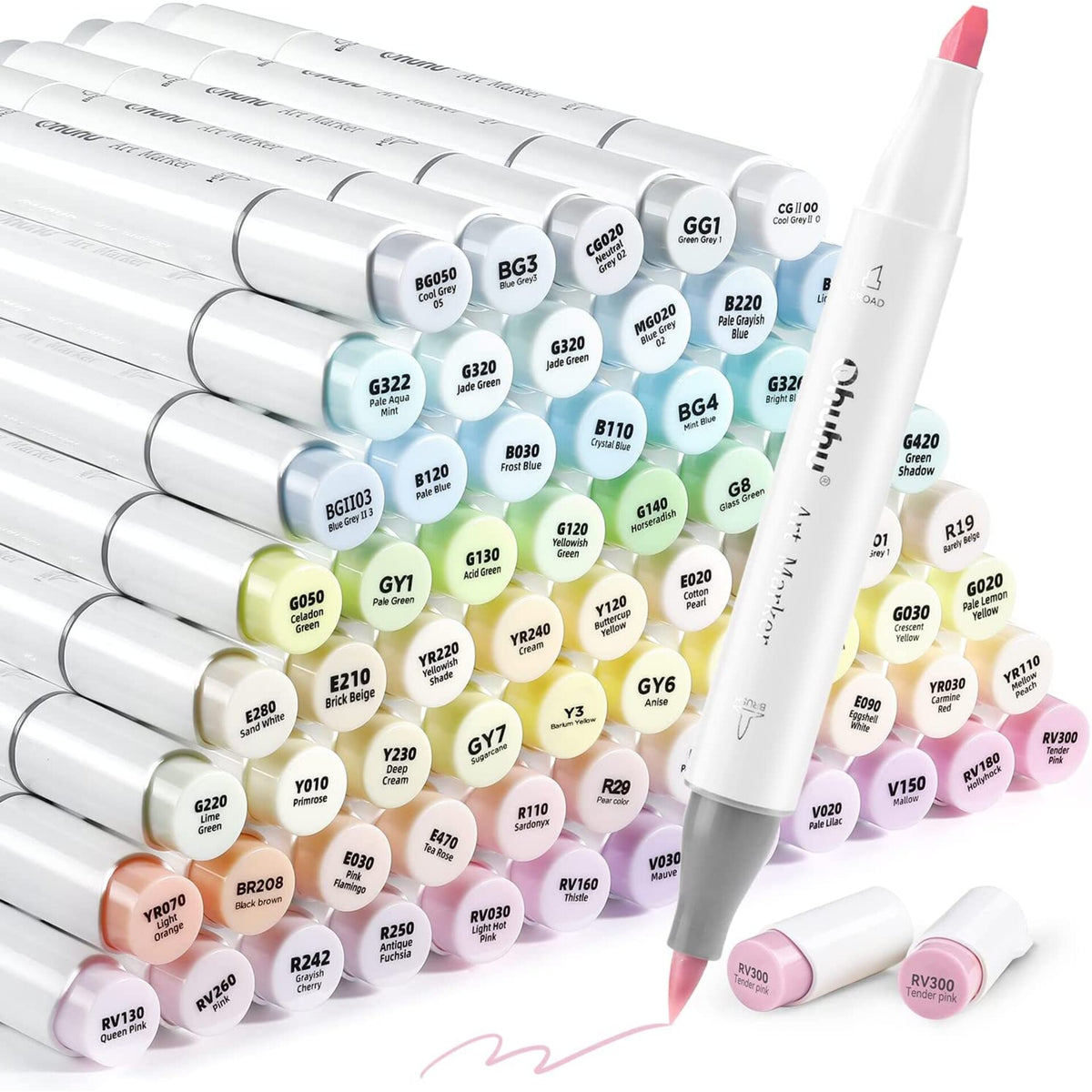 Ohuhu Honolulu 96 Pastel Colours Alcohol Markers – pastel colours alcohol markers y30 80404 19 08 colour caps