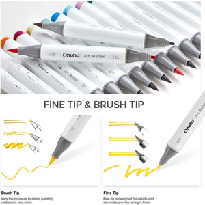 Ohuhu Honolulu B 216 Colours Alcohol Markers – 02 brush fine tips