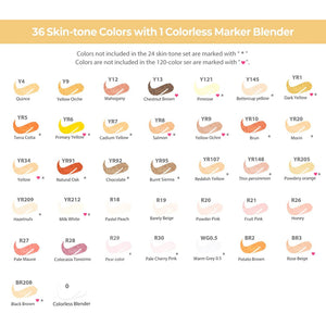 Ohuhu Honolulu B 36 Skin Tone Alcohol Markers – skin tone alcohol markers y30 80404 81 05 colour chart