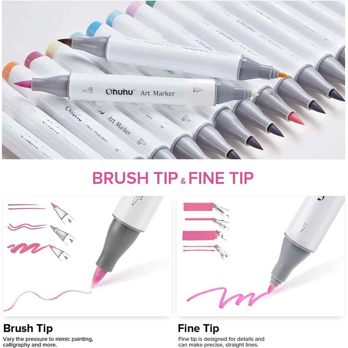 Ohuhu Honolulu B 48 Pastel Colours Alcohol Markers – pastel colours alcohol markers y30 80406 06 02 brush fine tips