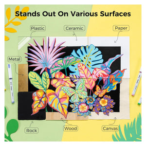 Ohuhu Kahuku acrylic marker artwork on plastic, ceramic, paper, metal, rock, wood and canvas