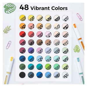 Colour chart for the Ohuhu Kahuku 48-colour bullet tip acrylic marker set