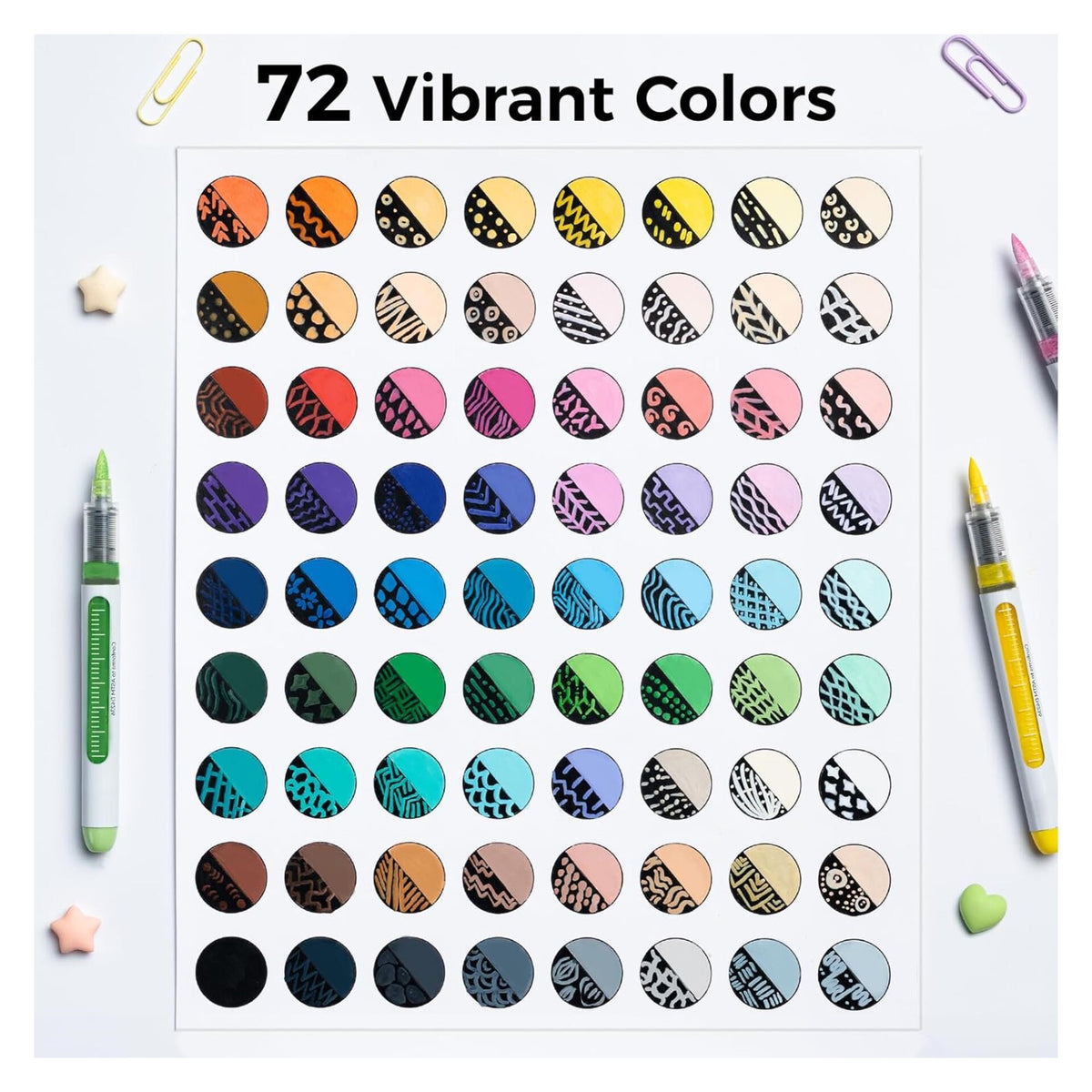 Colour range of 72 Ohuhu Nahuku acrylic paint markers