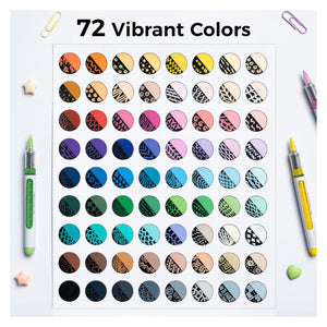 Colour range of 72 Ohuhu Nahuku acrylic paint markers