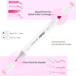 Ohuhu Oahu 320 Colours Alcohol Markers – 02 fine chisel tips