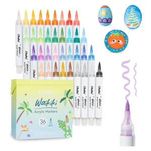 Ohuhu Waikiki 36-colour top-pump brush tip acrylic paint marker set